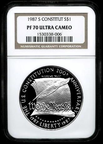 NGC PF70 UC 1987 S CONSTITUTION SILVER DOLLAR PF 70  