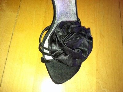   WEITZMAN RHINESTONE HEELS CAMELLIA CLIP BLACK STILETTOS 37 7 WORN ONCE