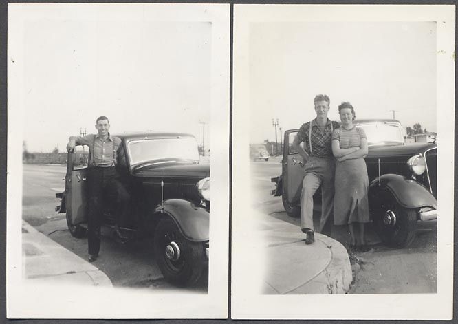 Vintage Car Photos Man & Girl w/ 1933 Plymouth 548052  