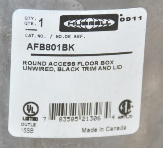 HUBBELL AFB801BK BLACK 4 GANG ROUND ACCESS FLOOR BOX  