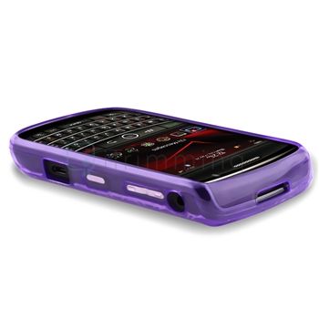 PURPLE GEL HARD CASE+LCD COVER FOR BLACKBERRY TOUR 9630  