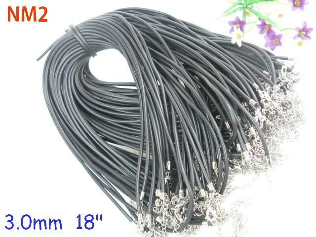 SIZE 18 RUBBER Cord Thread String for Necklace Pendant + Lobster 