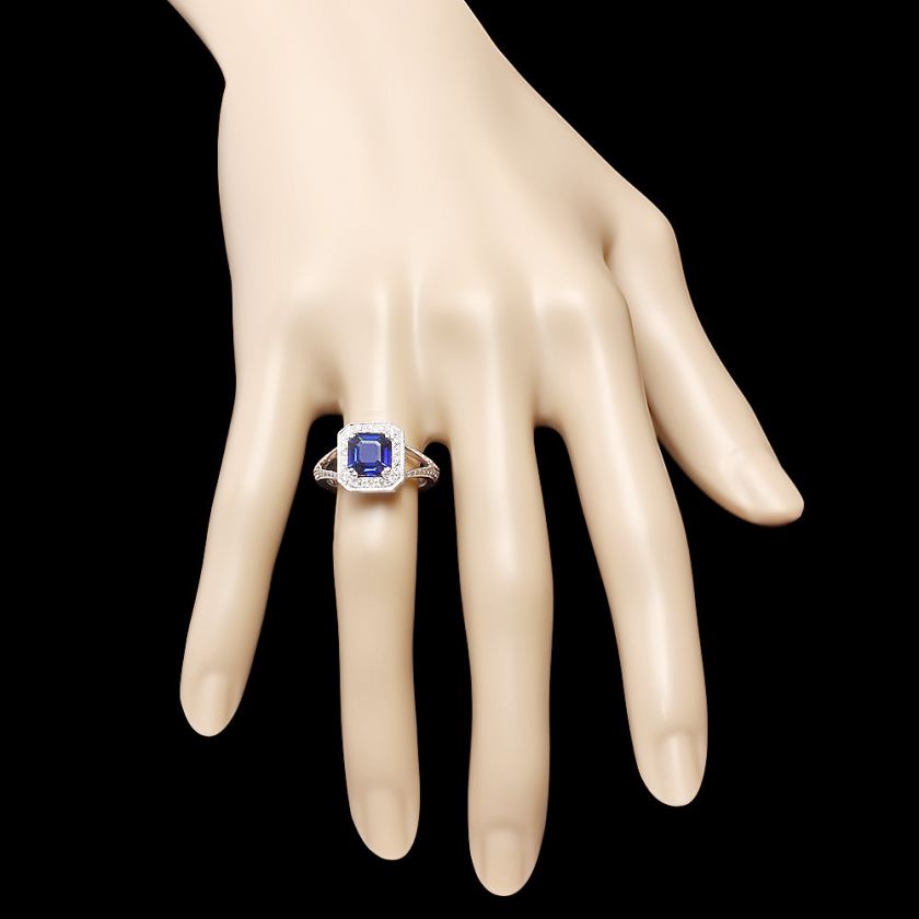 12890 CERTIFIED 18K WHITE GOLD 2.00CT SAPPHIRE 0.55CT DIAMOND RING 