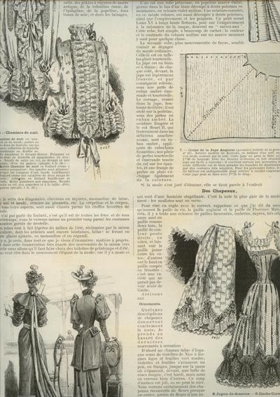 ORIGINAL SALON MODE March 26,1892 +clothing PATTERN  