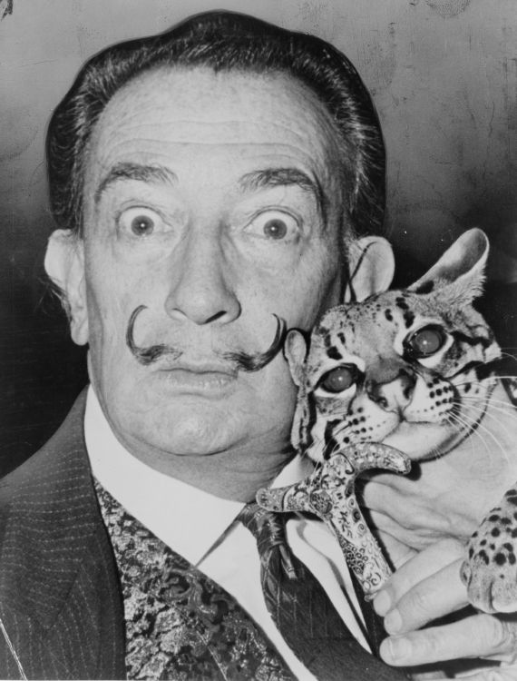 Description 1965 TITLE Salvatore Dali with ocelot friend at St 