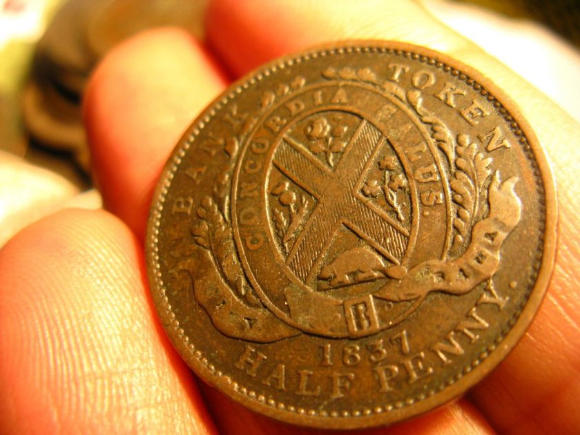 1837 HALF PENNY CANADA TOKEN TAG#100  