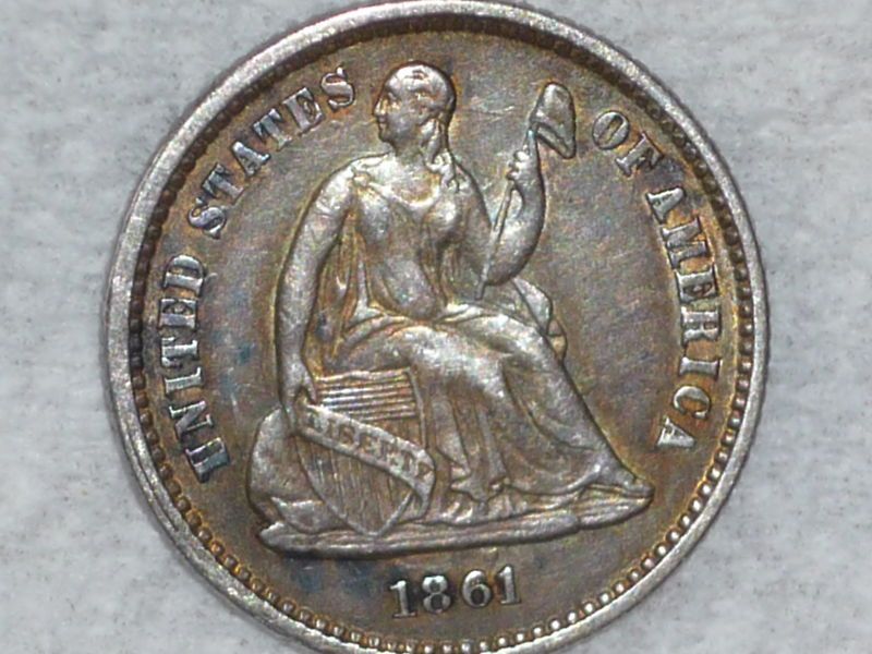 1861/0 Half Dime *Original High Grade XF/AU*  