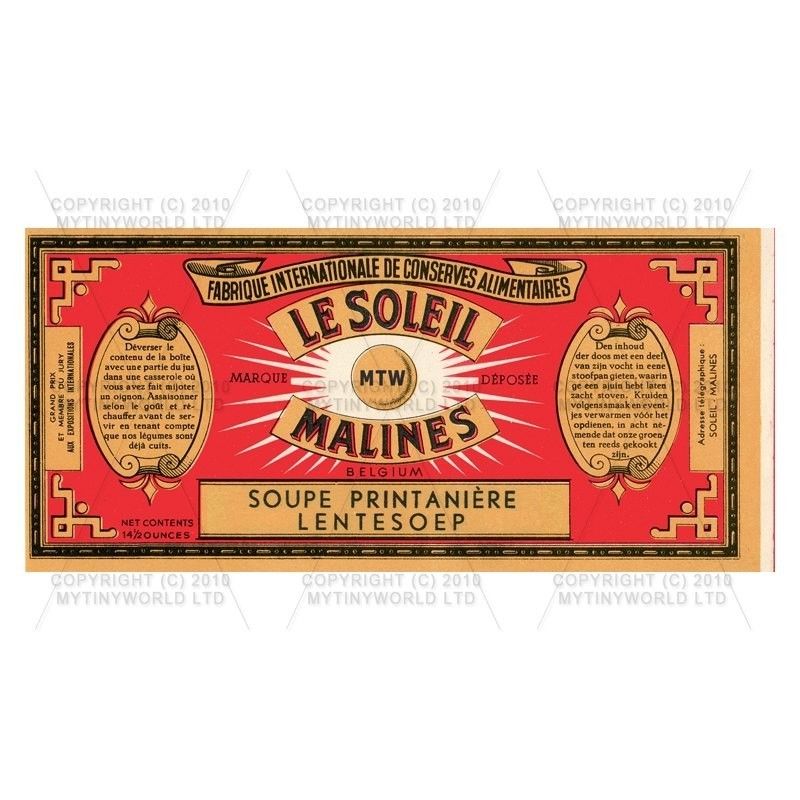 Mini Le Soleil Spring Soup Labels (1890s)  