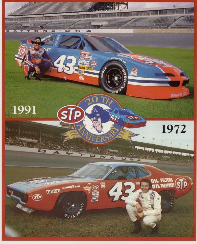 1972 1991 RICHARD PETTY #43 STP 20TH ANNIVERSARY POSTCARD  