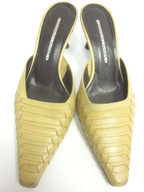 DONALD J PLINER Beige Point Toe Woven Slides Pumps Sz 7  