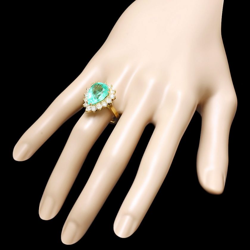 22300 CERTIFIED 18K YELLOW GOLD 6.00CT EMERALD 1.50CT DIAMOND RING 