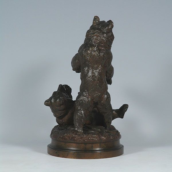 Antique French Bronze Bears Prosper Lecourtier Signed  