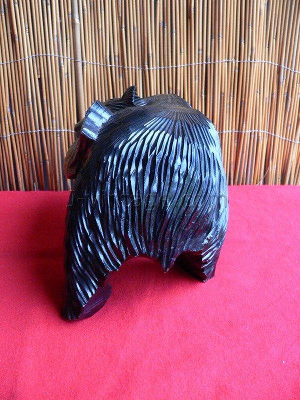 24cm BEAR Wood Japanese AINU KUMA Carved SALMON  