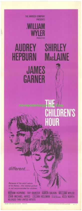 CHILDRENS HOUR MOVIE POSTER AUDREY HEPBURN ORIGINAL 14x36 INCH INSERT 