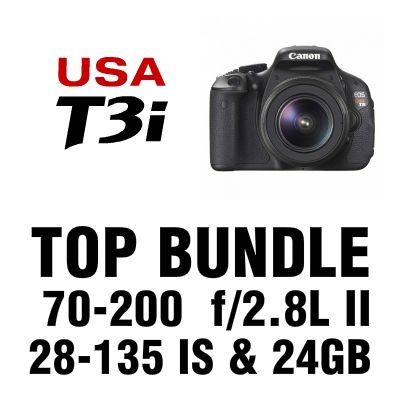 USA Canon Model T3i 600D +2 LENS 28 135 IS, 70 200 IS II +24GB SLR 