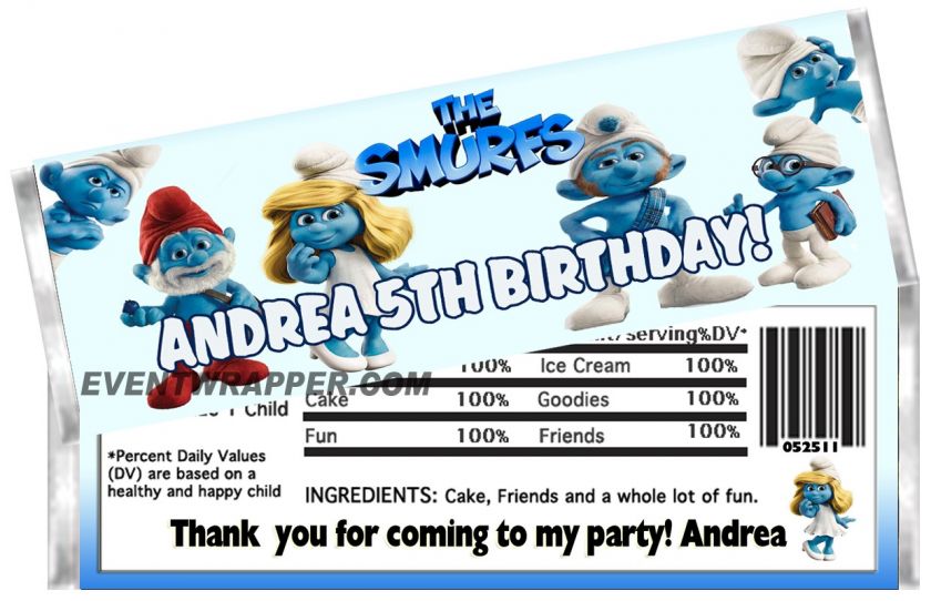 SMURFS MOVIE BIRTHDAY PARTY INVITATIONS FAVORS  