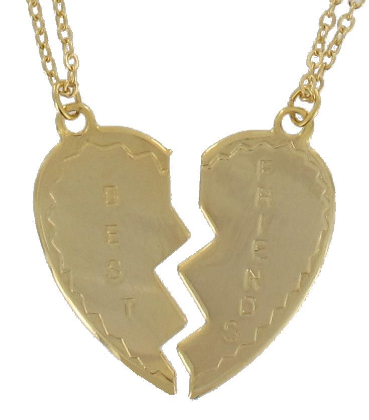 BEST FRIENDS BFF Broken Heart Pendant Necklace SET  