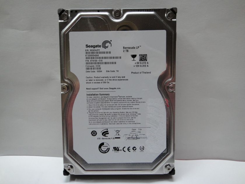 SEAGATE 2TB ST32000542AS P/N 9TN158 510 FWCC34 TK  