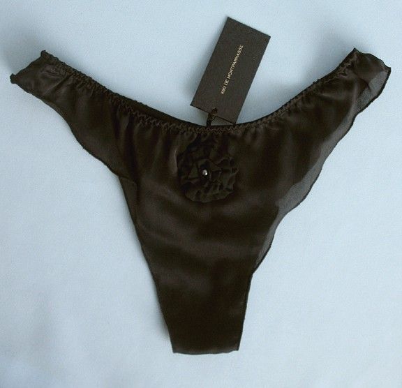 Kiki de Montparnasse Silk Rose Thong Black XXS 2XS $195  