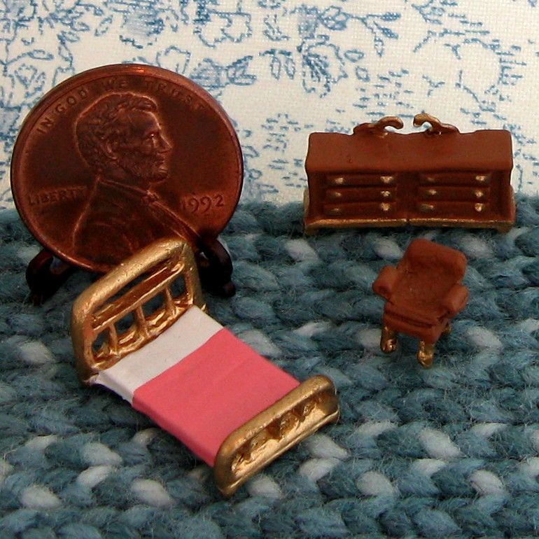   Brass BEDROOM SET #5~Dollhouse miniature for Bespaq Baby House  