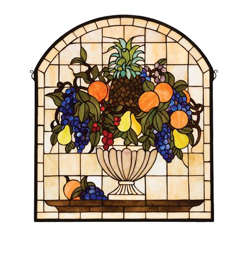 Tuscan Fruit Stained Glass Window Grapes Pear Orange  