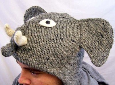   Elephant Hat Cartoon Animal Warm Wool Winter Ski Cap Ear Flaps  