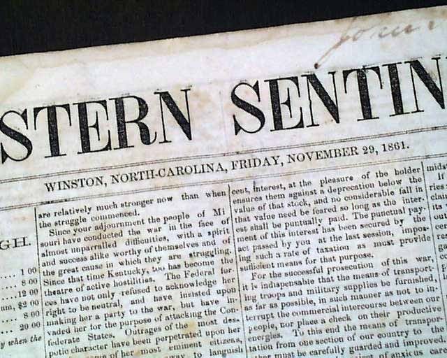 Rare CONFEDERATE Winston NC North Carolina JEFFERSON DAVIS ADDRESS Old 