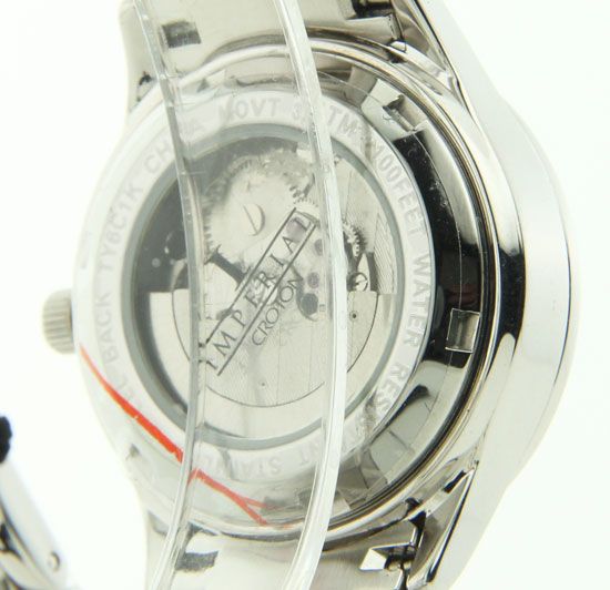 Croton Imperial Open Heart Automatic Skeleton Movement Womens Crystal 