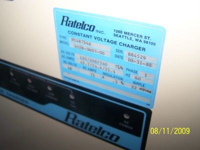 RATELCO 48 VDC FC48754A recitifier charger POWER SUPPLY  