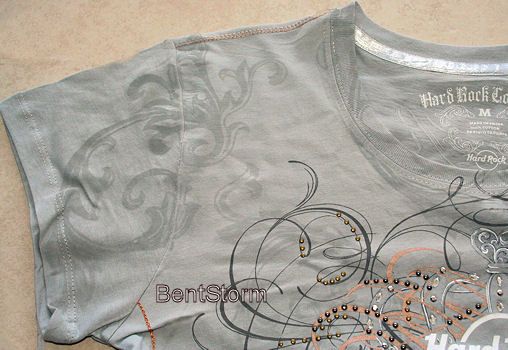 Hard Rock Cafe Honolulu Hawaii ladies COUTURE Large T Shirt Silver 