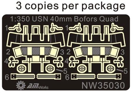   Model Works 1350 WWII USN 40mm Bofors Quad Mt w/Shield NW35030  