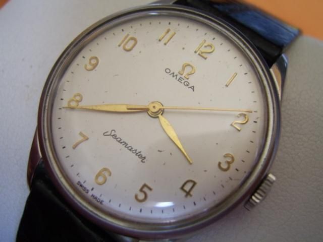 RARE 1956 SS OMEGA SEAMASTER MANUAL CAL 283   ORIG STRAP & BUCKLE   6 