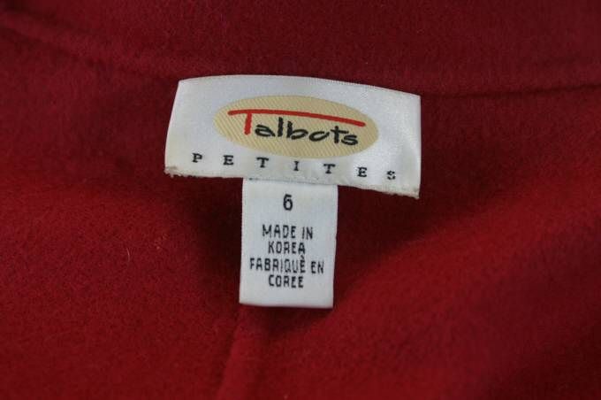 Womens Talbots Red Wool 2pc Skirt Suit Size 6 Size 8  