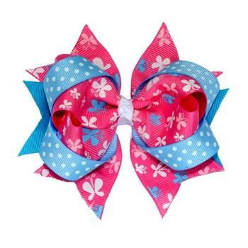 Pink and Blue Butterfly Boutique Spike Girl/Baby Hair Bows 12pcs 