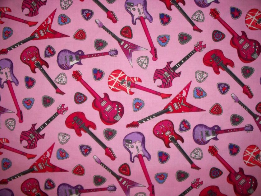 HOT GUITARS PICKS MUSIC ROCK COTTON FABRIC  