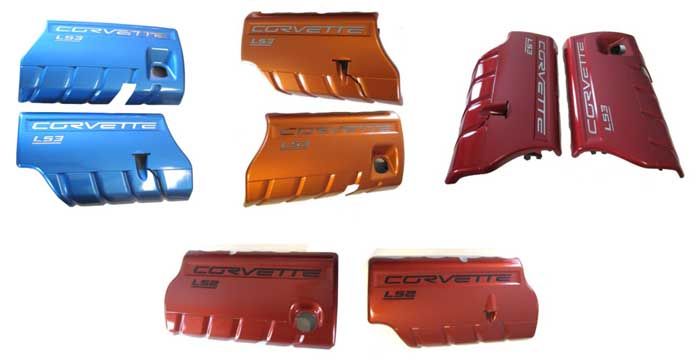 C6 Chevy LS3 Corvette Painted Color Coded GM FUEL RAIL COVERS  