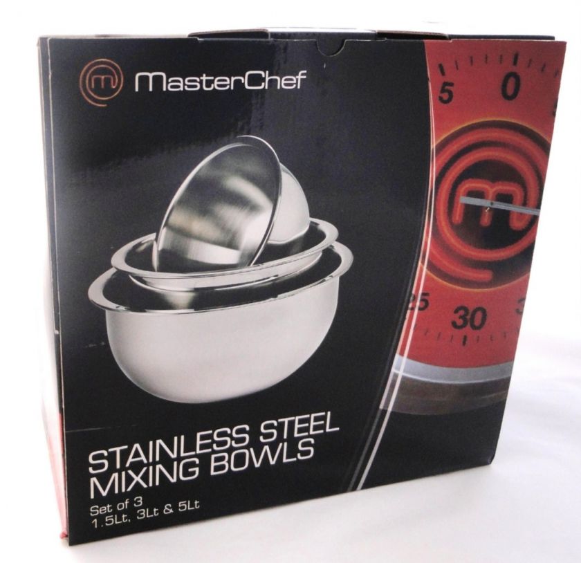 NEW MasterChef Stainless Steel Mixing Bowls Set of 3  