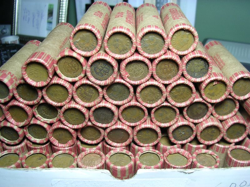 SHOTGUN ROLL OF UNSEARCHED WHEAT PENNIES W/ INDIAN HEAD  