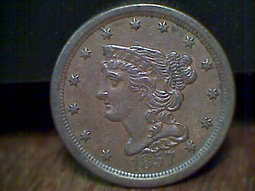 Half Cent; 1857 Choice AU  