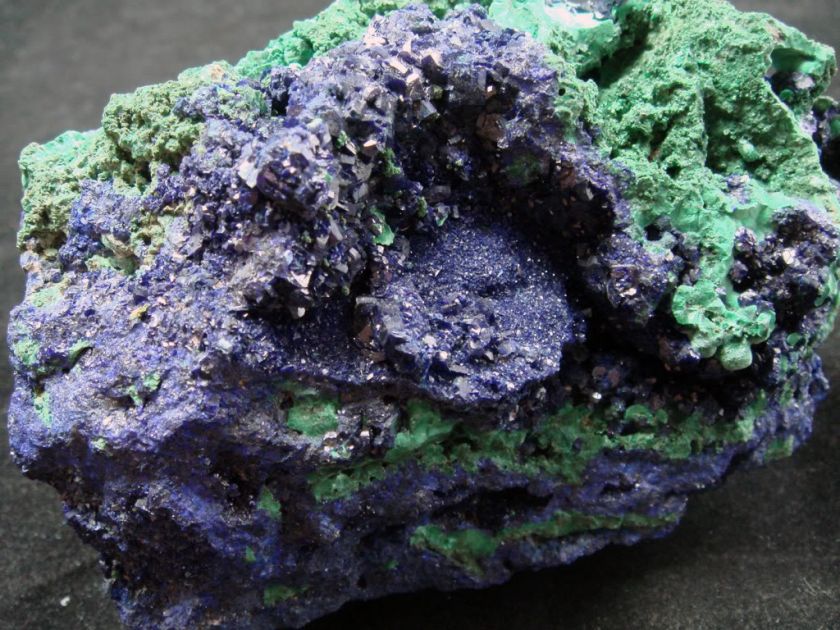 Serried Blue Azurite Crystals on Malachite, 1101AM01 More Azurite 