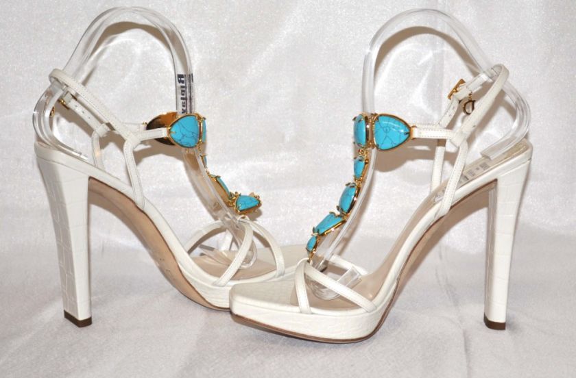 CHRISTIAN DIOR Piedra Off White Sandal Woman Shoes 37.5  