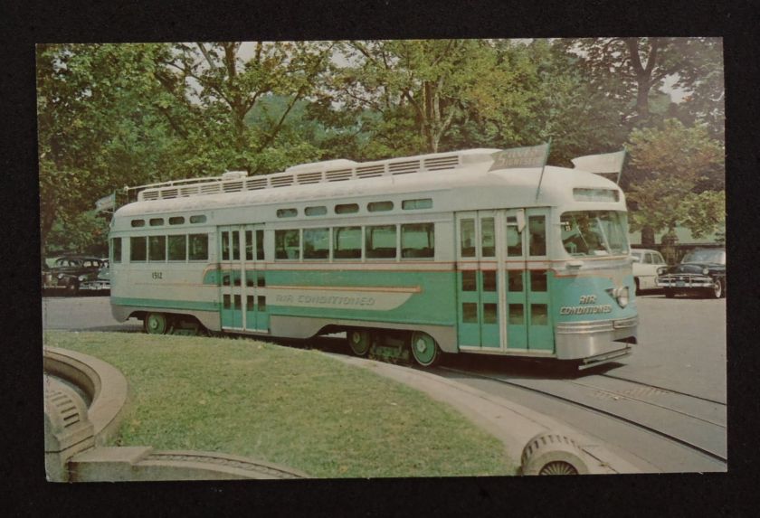 1957 Silver Sightseer PCC Trolley Transit Washington DC Postcard 