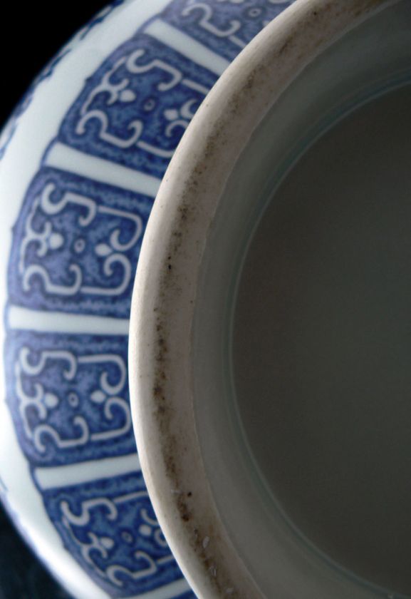 Qianlong Mark Blue & White Porcelain IMPERIAL Bat LOTUS Vase dish 