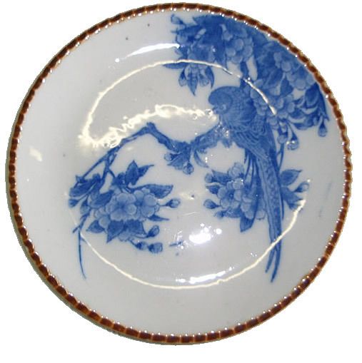 Old Japanese dish with bird motif  