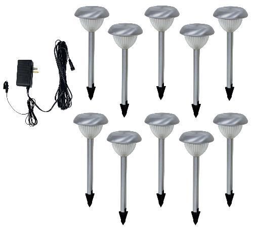 New Low Voltage LED Landscape Light Kit   10 Brushed Finish Lights 