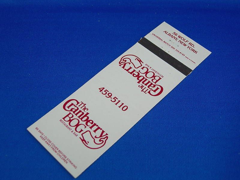 matchcover THE CRANBERRY BOG Albany New York matchbook  