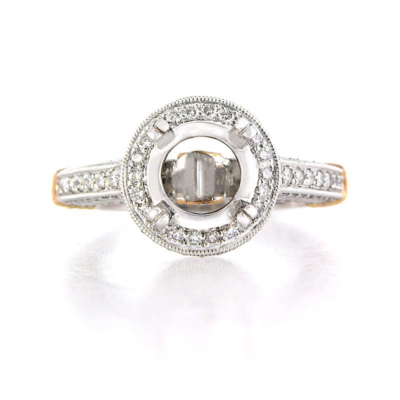   AND 18K ROSE GOLD ANTIQUE STYLE DIAMOND ENGAGEMENT RING SETTING  
