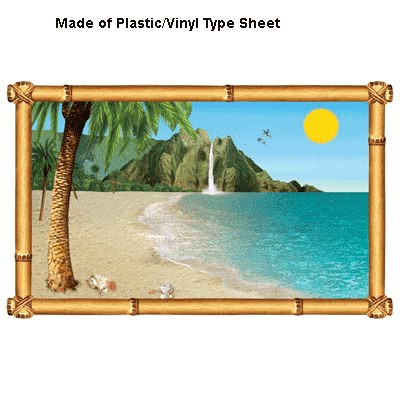   Window Scene Setter wall decorations luau hawaii ocean view  