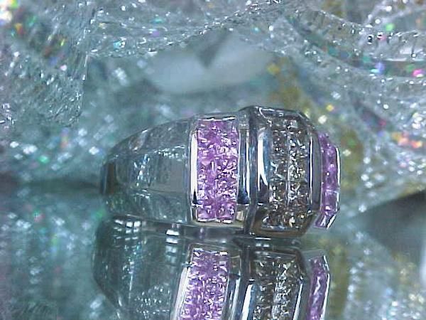 3,399 SHOPNBC CHANNEL SQUARE CHOCOLATE DIAMOND PINK SAPPHIRE RING 14K 