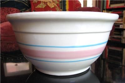 McCOY USA VINTAGE MIXING BOWL #108 Pink Blue Stripe 8  